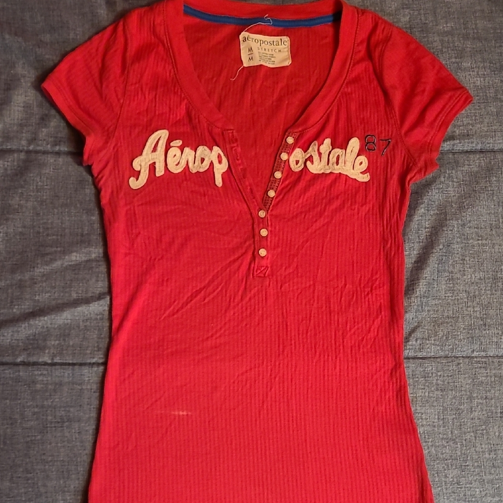 Aeropostale Pink Button-Up Tee